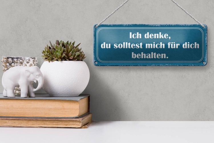 Blechschild Spruch 27x10cm ich denke du solltest mich für Dekoration