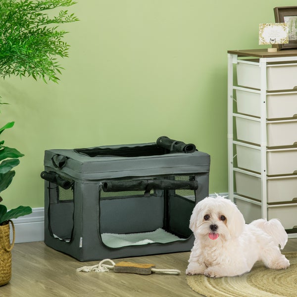 PawHut Hundetasche, 60L x 42B x 42H cm, Oxford-Polyester, Stahl, Grau