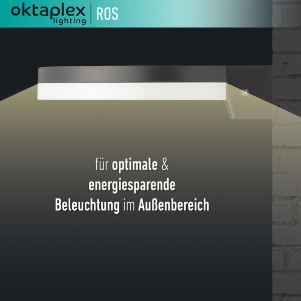 Ros LED Außenleuchte warmweiß 3000K 1300 Lumen 14,6W 230V Wandlampe außen anthrazit flach