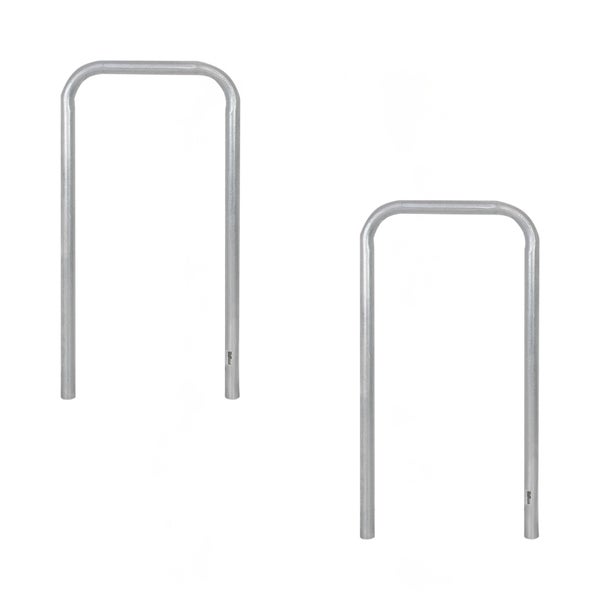 Zwei U-förmige Anlehnbügel aus verzinktem Stahl.