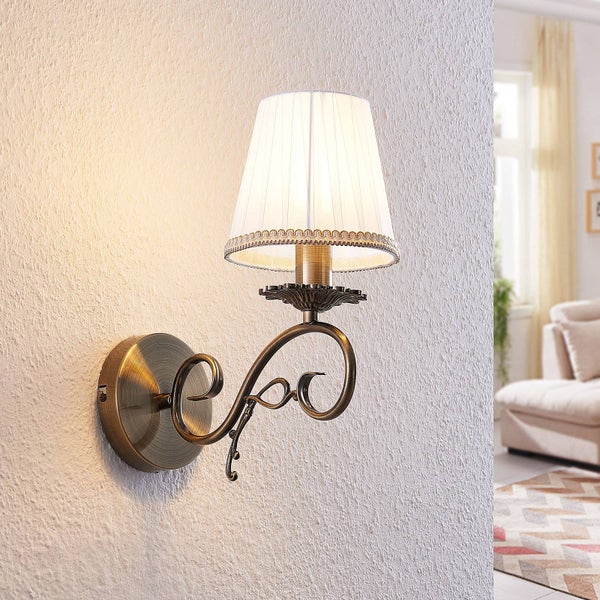 Lindby Wandleuchte, Wandlampe Innen Finnick in Bronze aus Textil (1 flammig E14) - Wandleuchten Wandstrahler Wandbeleuchtung Schlafzimmer / Wohnzimmer Wohnzimmerleuchte