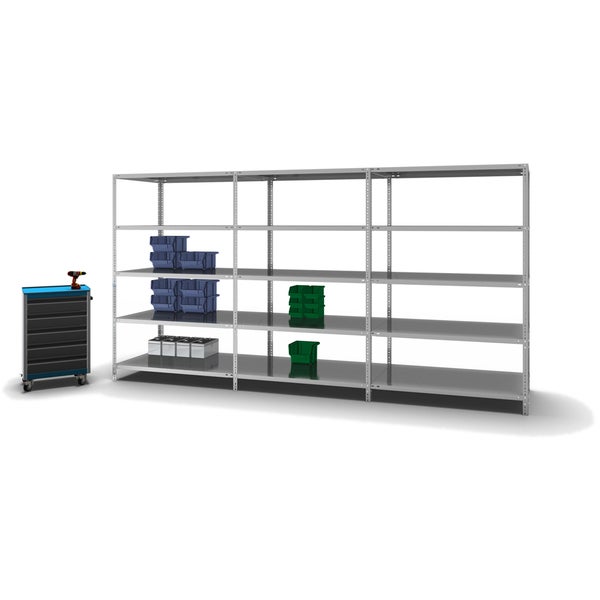 PROREGAL Fachbodenregal Schraubsystem Medium-Duty Grundregal HxBxT 200 x 130 x 80 cm 5 Ebenen Fachlast 200 kg Beidseitig Nutzbar Verzinkt