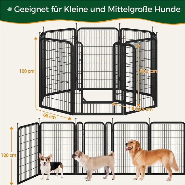 Yaheetech Welpenlaufstall mit rundem Kopf , Schwarz