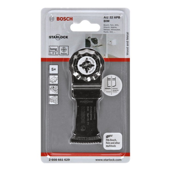 Bosch 5x BIM Tauchsägeblatt Starlock AIZ 32 APB Wood and Metal 50 x 32 mm - 2608661629