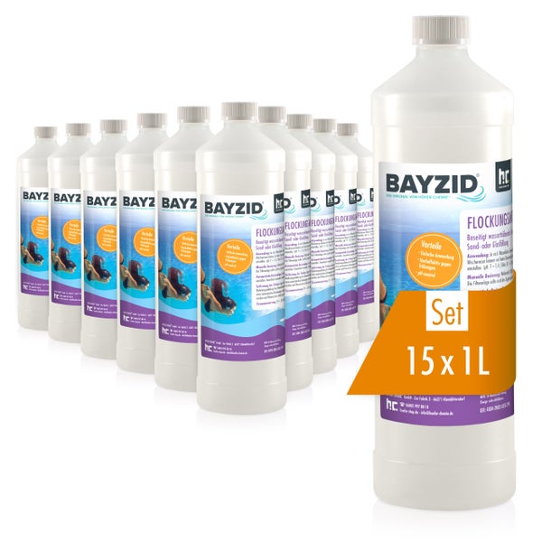 Set mit 15 Flaschen Bayzid Flockungsmittel, je 1 Liter