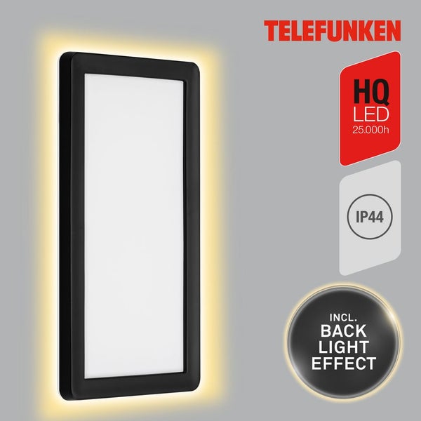 LED Außenwandleuchte Außenlampe schwarz Kunststoff 16W 4000K IP44 Telefunken