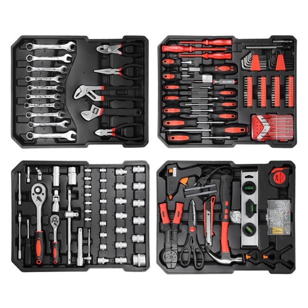 ECD Germany Alu Werkzeugkoffer 949 teilig Qualitätswerkzeug, Silber, Chrom-Vanadium Stahl, 4 Ebenen, mit Rollen, Werkzeugkasten Werkzeugkiste Werkzeugtasche Werkzeugbox Werkzeug-Set Werkzeug Trolley
