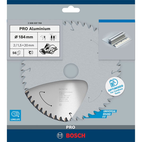 Bosch Kreissägeblatt Pro Aluminium, 184 Millimeter Durchmesser