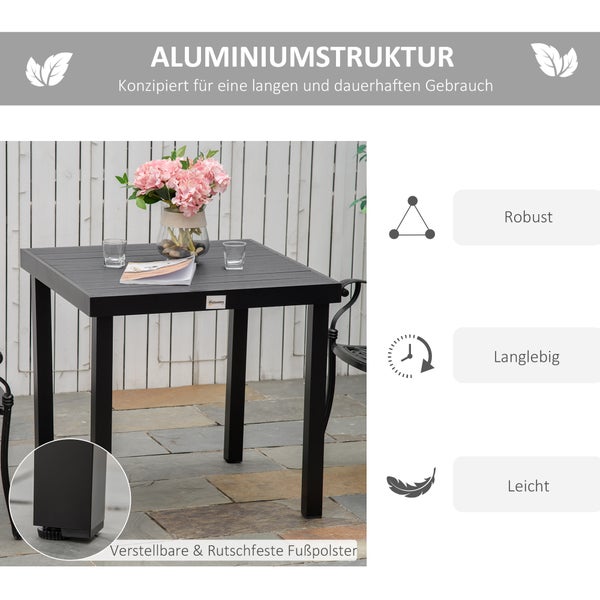 Outsunny Beistelltisch, 78L x 78B x 74H cm, Aluminium, Kunststoff, schwarz