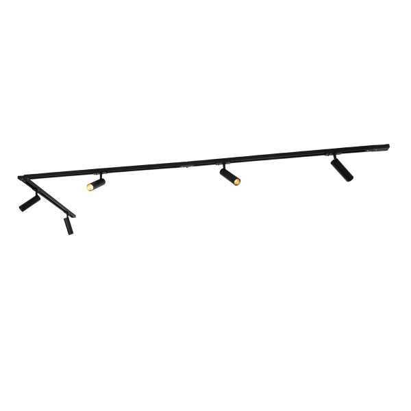 Schienenstrahler Set mit 1-Phasen Schienensystem und 4 zylinderförmigen LED Spots zur Deckenmontage