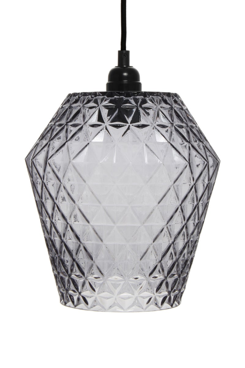 Moderne Glaslampe Grau, Rauten muster 27 cm | Wohnzimmer Esszimmer Leuchte
