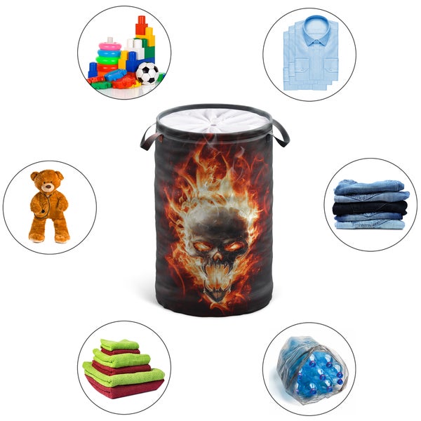 Wäschekorb Totenkopf in Flammen