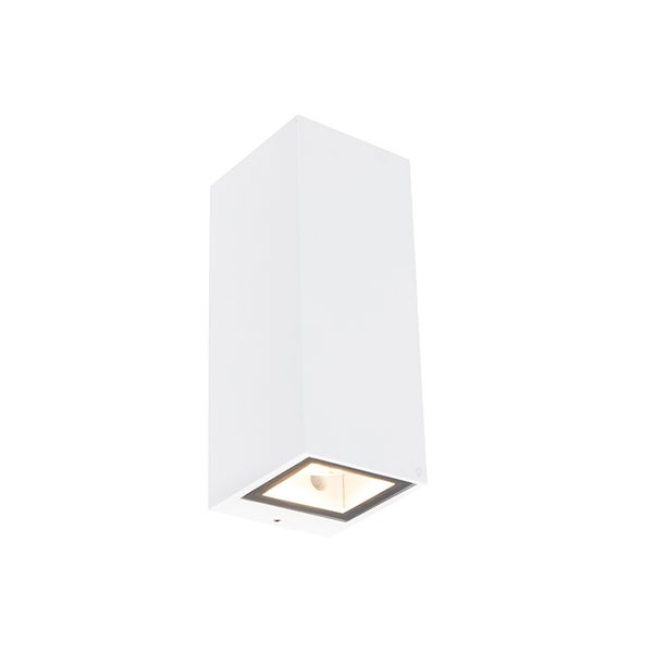 Moderne rechteckige Wandleuchte oder Deckenleuchte in Weiß mit nach unten gerichtetem Licht.