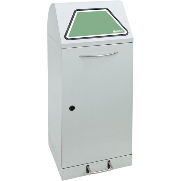 Abfallbehälter mit Müllsack und offener Tür