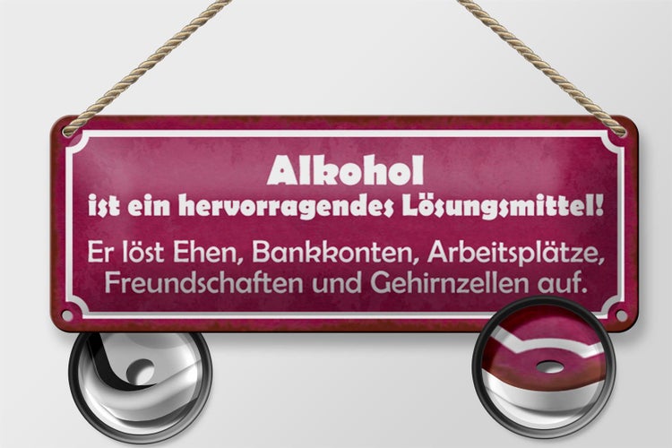 Blechschild Spruch 27x10cm Lösungsmittel löst Ehen Dekoration