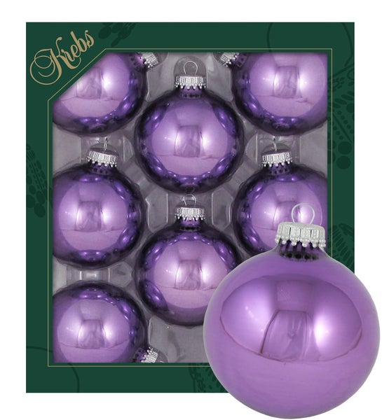 Violett glanz 7cm Glaskugeln uni, 8 Stck., Weihnachtsbaumkugeln, Christbaumschmuck, Weihnachtsbaumanhänger