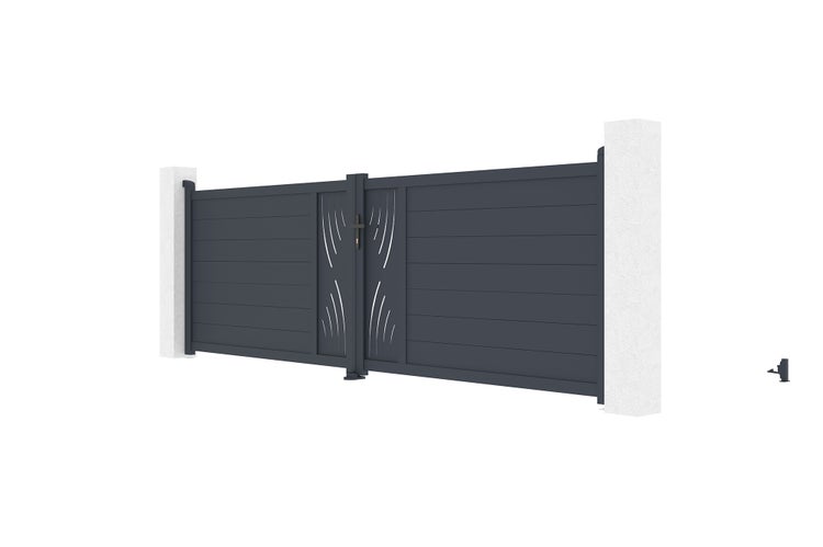 Flügeltor 4m VELETA H.120 graues Aluminium