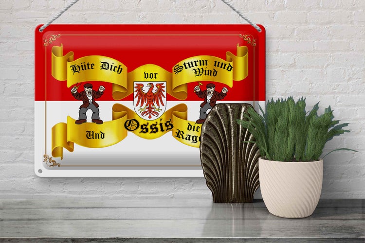 Blechschild Spruch 30x20cm hüte dich vor Sturm Wind Ossis Brandenburg