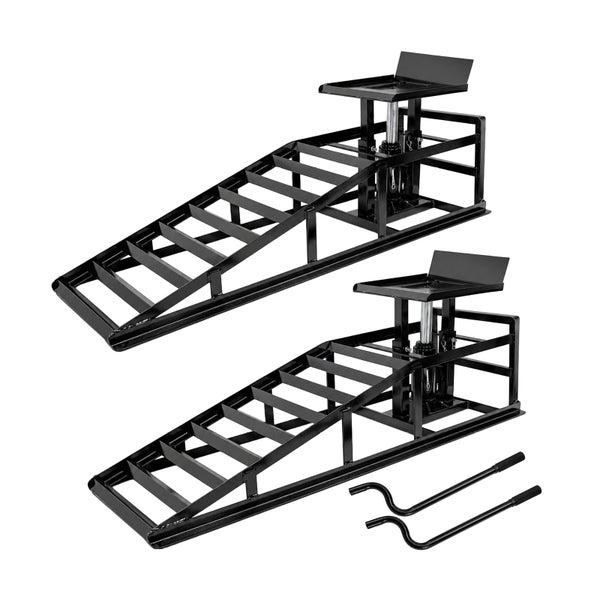 Schwarze Auffahrrampe für Autos mit hydraulischem Wagenheber, Set von 2 Stück, Stahl
