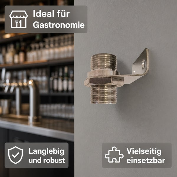 Wandanschlusswinkel aus Metall mit Gewinde für die Installation in der Gastronomie oder für vielseitige Anwendungen.