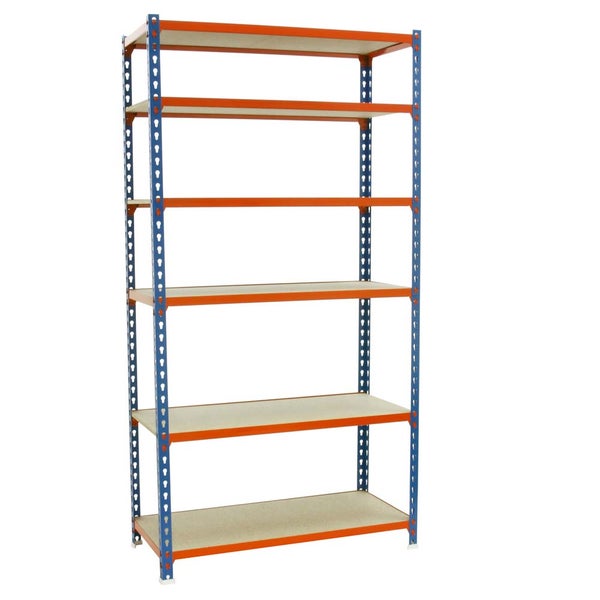 PROREGAL Schwerlastregal Giant Muli HxBxT 250 x 90 x 50 cm 6 Fachböden Fachlast 150 kg Blau-Orange