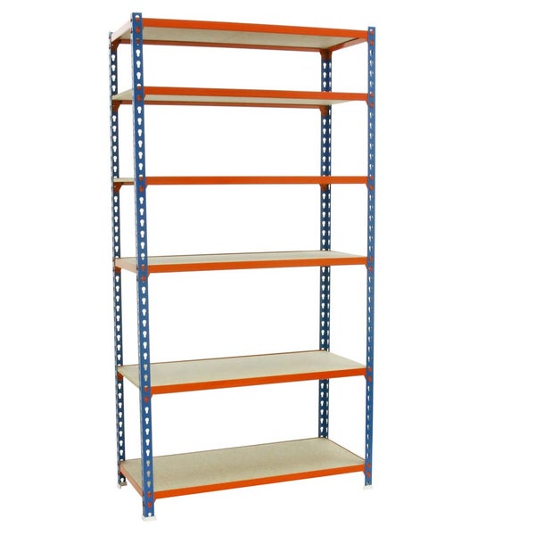 PROREGAL Schwerlastregal Giant Muli HxBxT 250 x 90 x 30 cm 6 Fachböden Fachlast 150 kg Blau-Orange