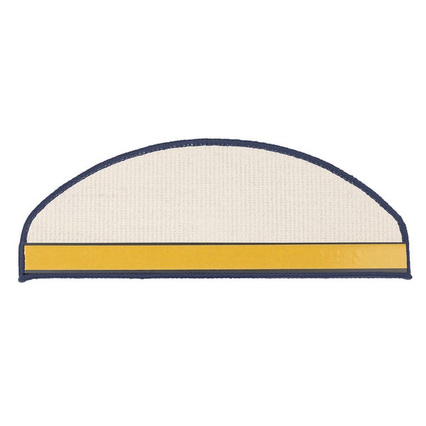 FLOORDIREKT Premium Sisal-Stufenmatte - Umkettelt & Selbstklebend - Halbrund - Blau - 23,5 x 65 cm