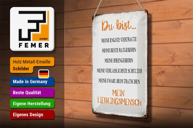 Blechschild Spruch 20x30cm du bist mein Lieblingsmensch
