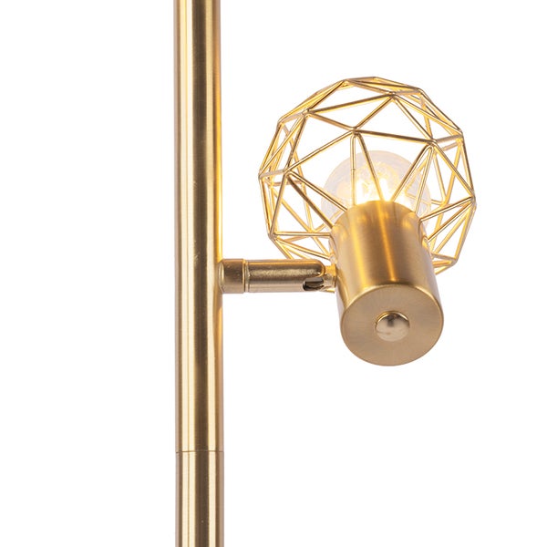 Detail einer Stehlampe mit geometrischem Lampenschirm