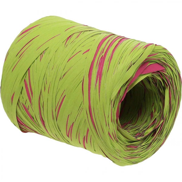 Papierbastrolle in Grün und Pink