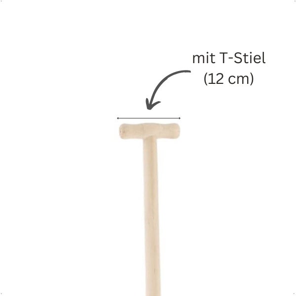 T-Stiel aus Holz mit einer Breite von 12 Zentimetern.