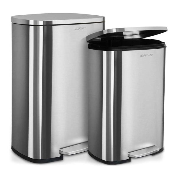 FLOORDIREKT Mülleimer Dustin - aus Edelstahl - Absenkautomatik - 50 L