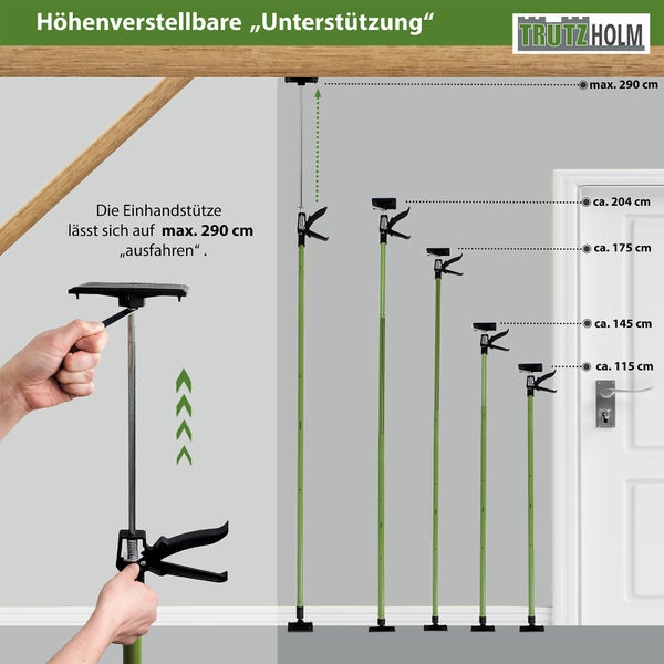4x Deckenstütze Einhandstütze Montagestütze Teleskopstütze 115-290cm 45° Winkel rutschfest