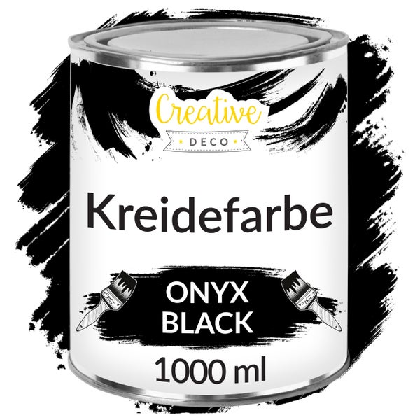 Creative Deco Logo. Dose Kreidefarbe Onyx Schwarz, 1000 Milliliter.