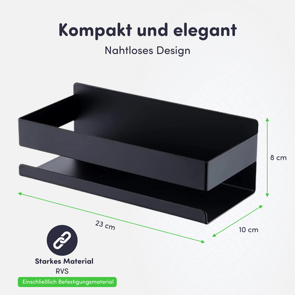 Eavy Duschregal Edelstahl Schwarz Selbstklebend