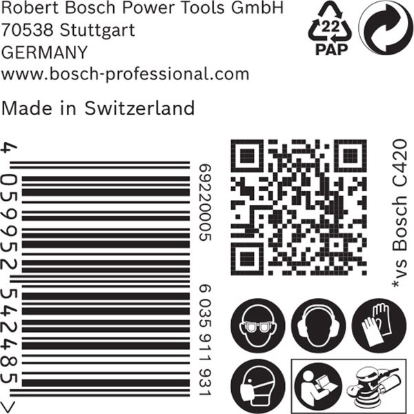 Bosch 50x Expert C470 Schleifpapier mit 8 Löchern für Exzenterschleifer 125 mm G 80 - 2608900910