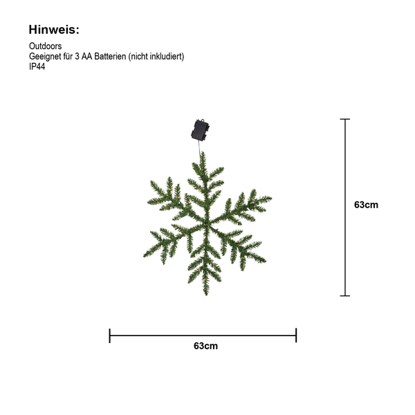 63 Zentimeter große LED Schneeflocke für den Außenbereich