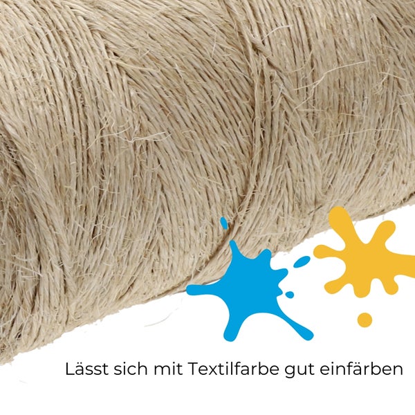 Sisalschnur 1kg 1000g 2 - 3 mm Sisalgarn 500 m Sisalseil Sisal Schnur Bindfaden Juteschnur Paketschnur Gartenschnur Garten Garn Kordel Zwirn