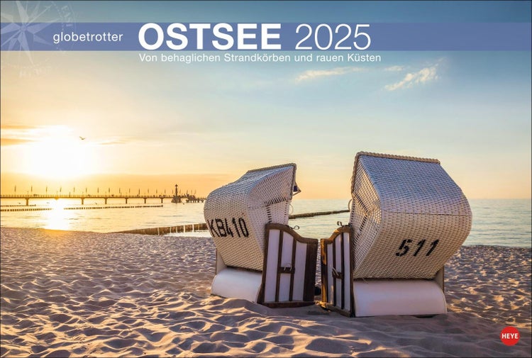 Ostsee Globetrotter 2025 Raue Küsten und behagliche Strandkörbe in einem großformatigen Fotokalender. Dekorativer Wandkalender XL für Urlaubsfeeling zu Hause.