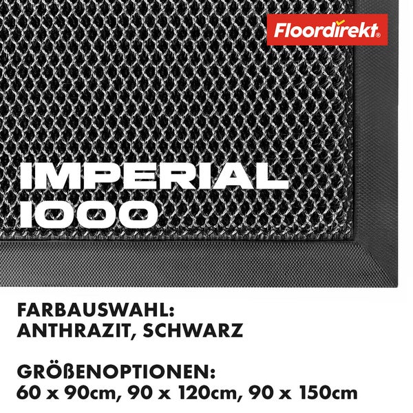 FLOORDIREKT Fußmatte Imperial 1000 - Innovatives 3D-Netz zur effektiven Filterung - Anthrazit - 90 x 120 cm
