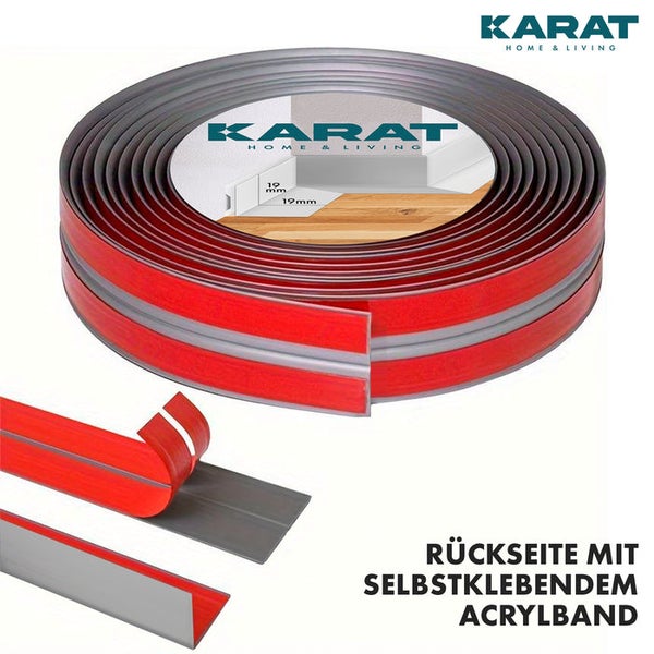 FLOORDIREKT Weichsockelleiste Riga - Selbstklebend & Flexibel - Knickleiste - Grau - 25 m