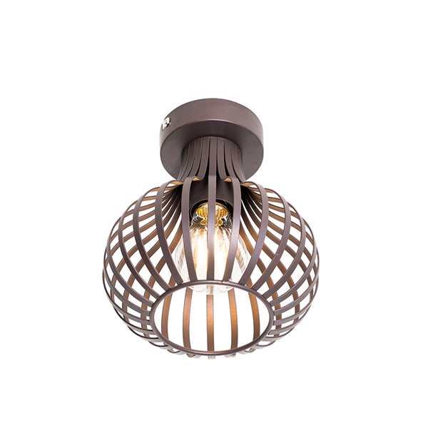 Deckenleuchte mit kugelförmigem Metallschirm und Glühbirne