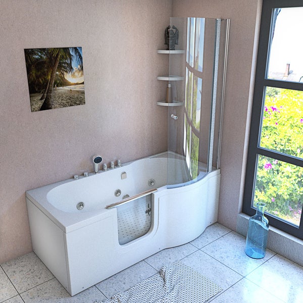 Seniorendusche und  Wanne mit Whirlpool S12D-TH-WP-L-EC 170x85cm