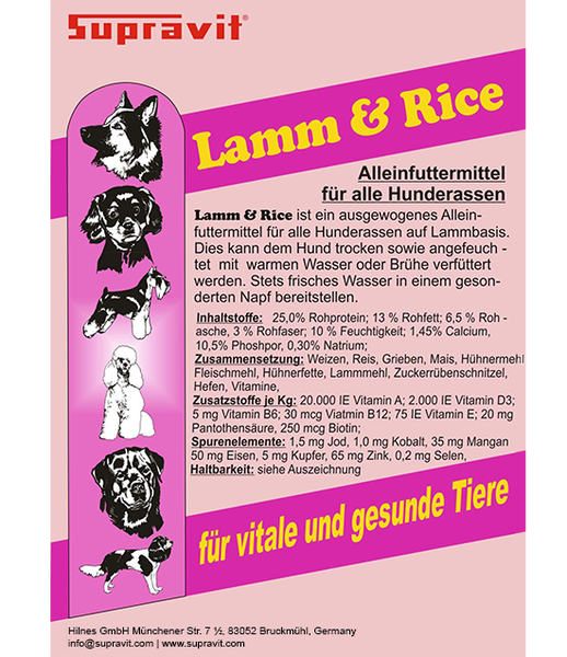 Supravit Lamm und Reis Alleinfuttermittel für alle Hunderassen