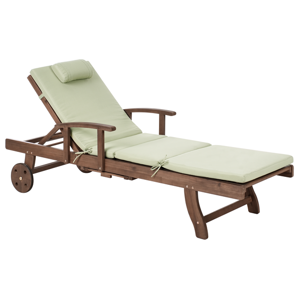 Sonnenliege mit Kissen AMANTEA PREMIUM Akazienholz Grün