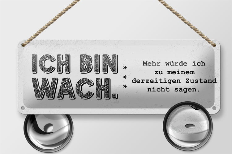 Blechschild Spruch lustig Zustand Ich bin wach 27x10cm Dekoration