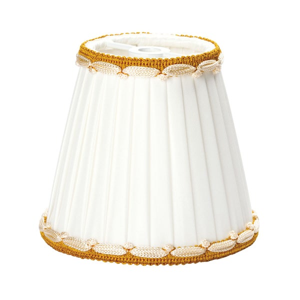 Lampenschirm Aufsetzschirm für Kronleuchter Vintage creme gold Seide Steckschirm