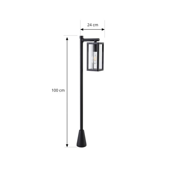 Lucande Außenleuchte Siveta (Modern) in Schwarz aus Aluminium (1 flammig, E27) - Wegeleuchte Pollerleuchte Wegelampe Sockelleuchte