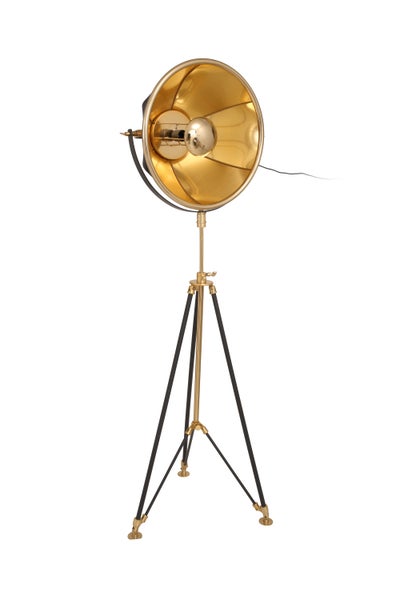Vintage Industrielampe Stehlampe im Loft Design Studio Look Gold Schwarz | Wohnzimmer Esszimmer Leuchte