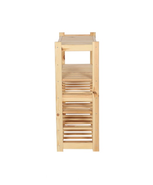 PROREGAL Weinregal SPREEWALD HxBxT 86x70x33cm 24 Flaschen auf 4 Ebenen + 2 Ablagen Massives Kiefernholz Natur